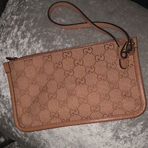 Gucci Tan Pink Clutch Wristlet